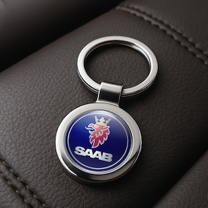 Saab Custom Metal Keychain | Personalized Car Logo Key Ring | Handmade Gift for Him | Auto Key Fob Charm | Father&#39;s Day Gift