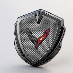 Corvette C8 Custom Metal Frame Sticker – Glossy Silicone Emblem Badge – Car Logo Decal for Fenders, Hoods, Windows, and More