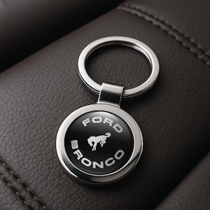 Bronco Custom Metal Keychain | Personalized Car Logo Key Ring | Handmade Gift for Him | Auto Key Fob Charm | Father&#39;s Day Gift