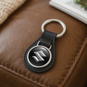 Suzuki Custom Leather Keychain | Personalized Car Logo Key Ring | Handmade Gift for Him | Auto Key Fob Charm | Father&#39;s Day Gift