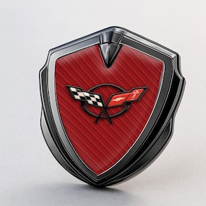 Corvette C5 Custom Metal Frame Sticker – Glossy Silicone Emblem Badge – Car Logo Decal for Fenders, Hoods, Windows, and More