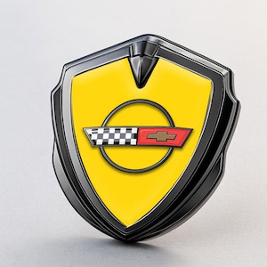 Corvette C4 Custom Metal Frame Sticker – Glossy Silicone Emblem Badge – Car Logo Decal for Fenders, Hoods, Windows, and More