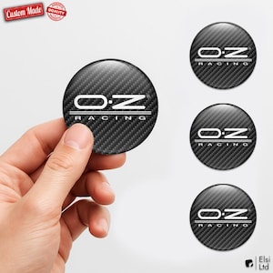 OZ Racing Custom Wheel Cap Stickers – Set of 4 pcs 3D Domed Resin Car Hubcap Decals – Personalized Wheel Emblems for Rims