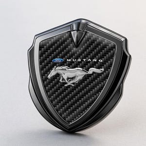 Mustang Custom Metal Frame Sticker – Glossy Silicone Emblem Badge – Car Logo Decal for Fenders, Hoods, Windows, and More