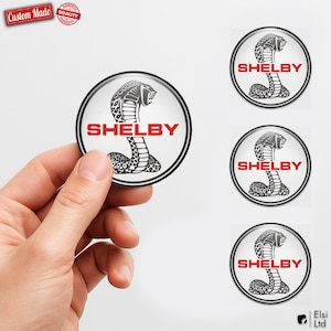 Shelby Custom Wheel Cap Stickers – Set of 4 pcs 3D Domed Resin Car Hubcap Decals – Personalized Wheel Emblems for Rims
