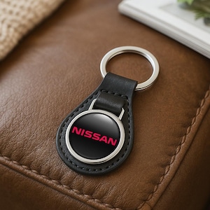 Nissan Custom Leather Keychain | Personalized Car Logo Key Ring | Handmade Gift for Him | Auto Key Fob Charm | Father&#39;s Day Gift