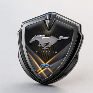 Mustang Custom Metal Frame Sticker – Glossy Silicone Emblem Badge – Car Logo Decal for Fenders, Hoods, Windows, and More