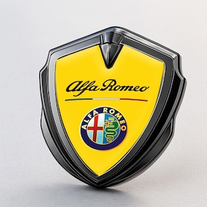 Alfa Romeo Custom Metal Frame Sticker – Glossy Silicone Emblem Badge – Car Logo Decal for Fenders, Hoods, Windows, and More