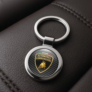 Lamborghini Custom Metal Keychain | Personalized Car Logo Key Ring | Handmade Gift for Him | Auto Key Fob Charm | Father&#39;s Day Gift