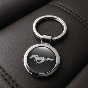 Mustang Custom Metal Keychain | Personalized Car Logo Key Ring | Handmade Gift for Him | Auto Key Fob Charm | Father&#39;s Day Gift