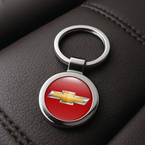 Chevrolet Custom Metal Keychain | Personalized Car Logo Key Ring | Handmade Gift for Him | Auto Key Fob Charm | Father&#39;s Day Gift