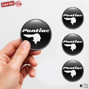 Pontiac Custom Wheel Cap Stickers – Set of 4 pcs 3D Domed Resin Car Hubcap Decals – Personalized Wheel Emblems for Rims