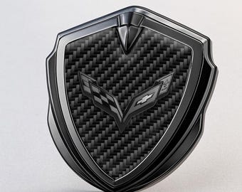 IPick Image Corvette C7 Z06 Logo Tire Valve Caps – Black On Black Aluminum, Set Of 4