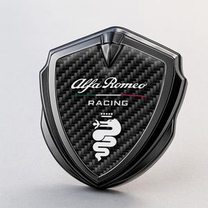 Alfa Romeo Custom Metal Frame Sticker – Glossy Silicone Emblem Badge – Car Logo Decal for Fenders, Hoods, Windows, and More