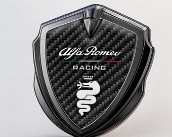 Alfa Romeo Custom Metal Frame Sticker – Glossy Silicone Emblem Badge – Car Logo Decal for Fenders, Hoods, Windows, and More