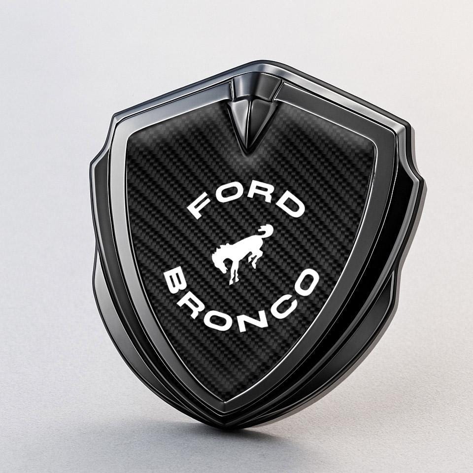 Bronco Custom Metal Frame Sticker – Glossy Silicone Emblem Badge – Car Logo Decal for Fenders, Hoods, Windows, and More