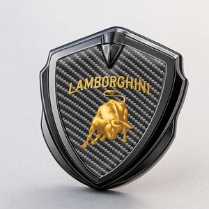 Lamborghini Custom Metal Frame Sticker – Glossy Silicone Emblem Badge – Car Logo Decal for Fenders, Hoods, Windows, and More