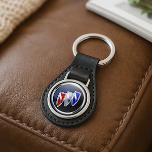 Buick Custom Leather Keychain | Personalized Car Logo Key Ring | Handmade Gift for Him | Auto Key Fob Charm | Father&#39;s Day Gift