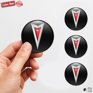 Pontiac Custom Wheel Cap Stickers – Set of 4 pcs 3D Domed Resin Car Hubcap Decals – Personalized Wheel Emblems for Rims