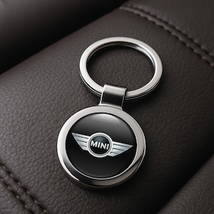 MINI Cooper Custom Metal Keychain | Personalized Car Logo Key Ring | Handmade Gift for Him | Auto Key Fob Charm | Father&#39;s Day Gift