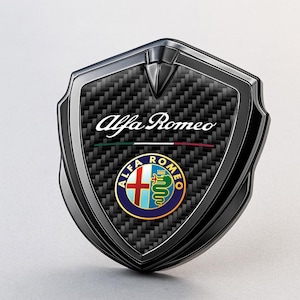 Alfa Romeo Custom Metal Frame Sticker – Glossy Silicone Emblem Badge – Car Logo Decal for Fenders, Hoods, Windows, and More