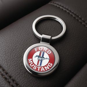 Mustang Custom Metal Keychain | Personalized Car Logo Key Ring | Handmade Gift for Him | Auto Key Fob Charm | Father&#39;s Day Gift