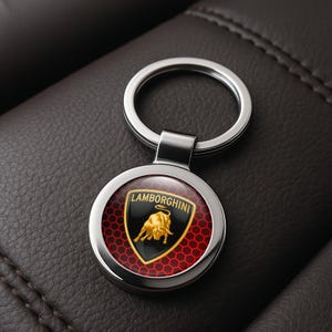 Lamborghini Custom Metal Keychain | Personalized Car Logo Key Ring | Handmade Gift for Him | Auto Key Fob Charm | Father&#39;s Day Gift