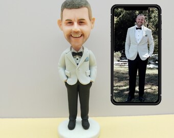 Custom Bobblehead, Handmade Polymer Clay Statue, Men's Birthday Gift