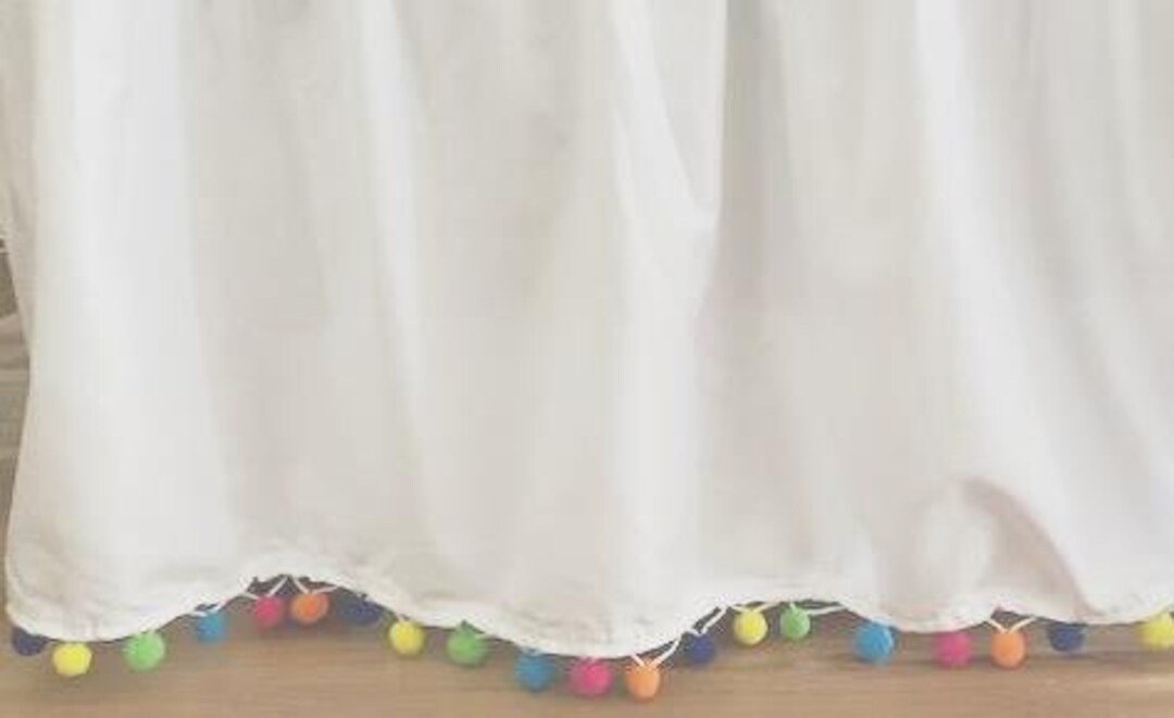 Rainbow Pom Pom Crib Skirt Etsy