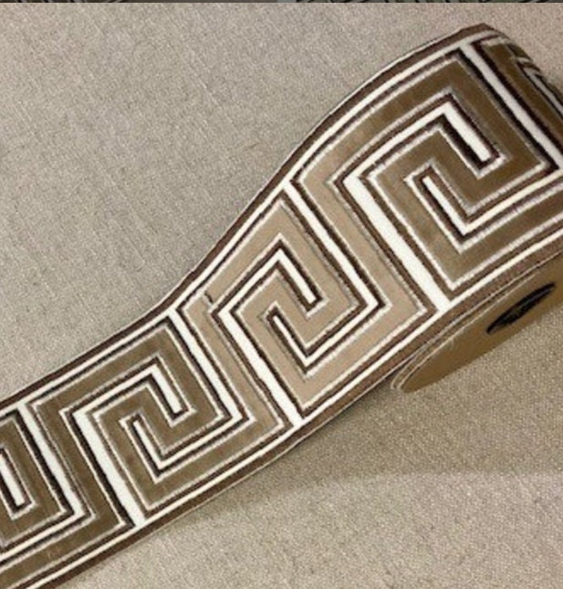 Velvet Greek Key Curtains, Velvet Trimmed Greek Key Curtains, Wide ...