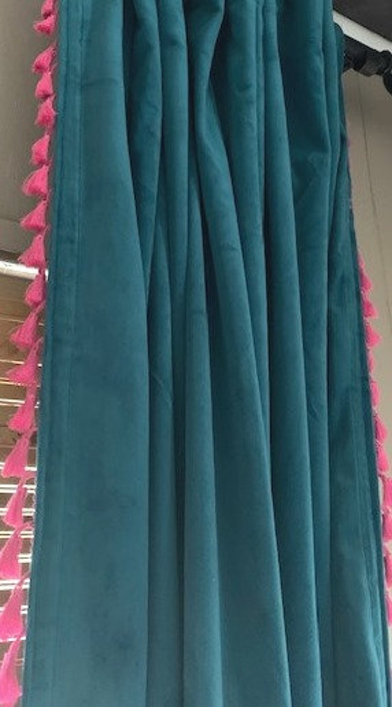 Velvet Tassel Trim Curtains Velvet Curtains With Tassel Trim Etsy