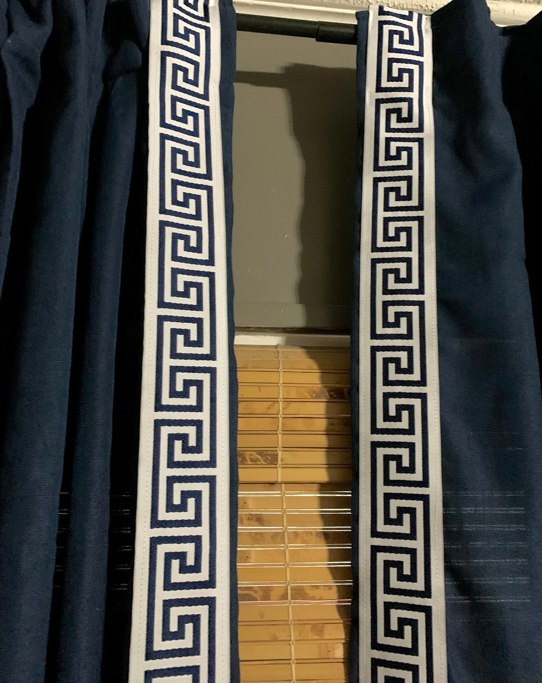 Navy Blue Greek Key Curtains, Greek Key Curtains, Greek Key Color