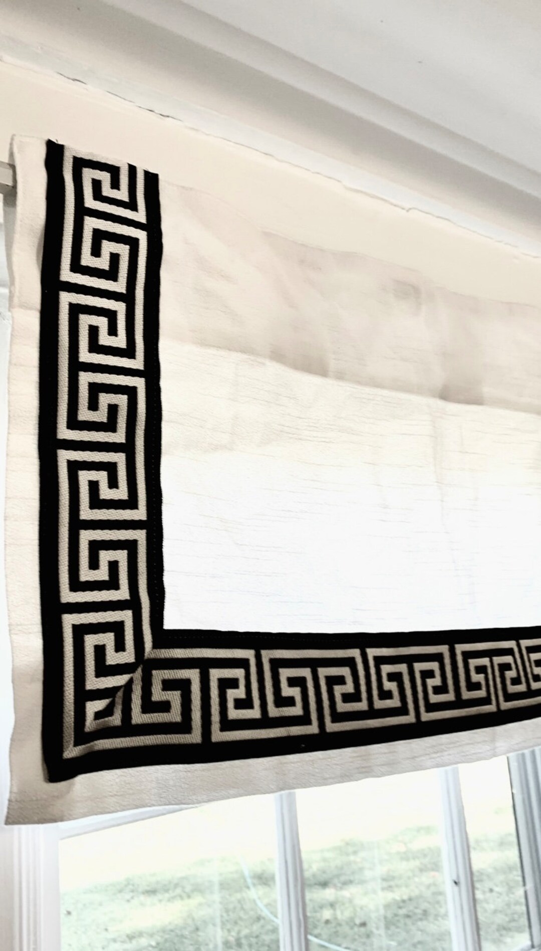 Greek Key Valance, Greek Key Trim Curtain, Greek Key Ribbon Border