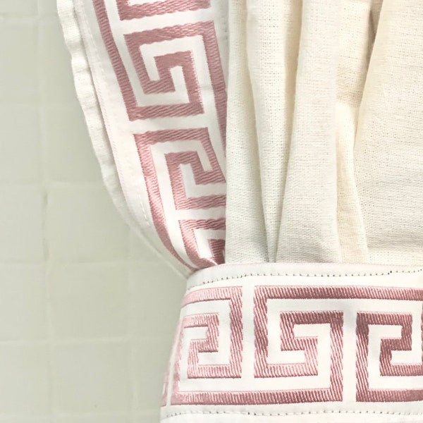 Greek Key Shower Curtain, Greek Key trimmed Shower Curtain, Greek Key  color options