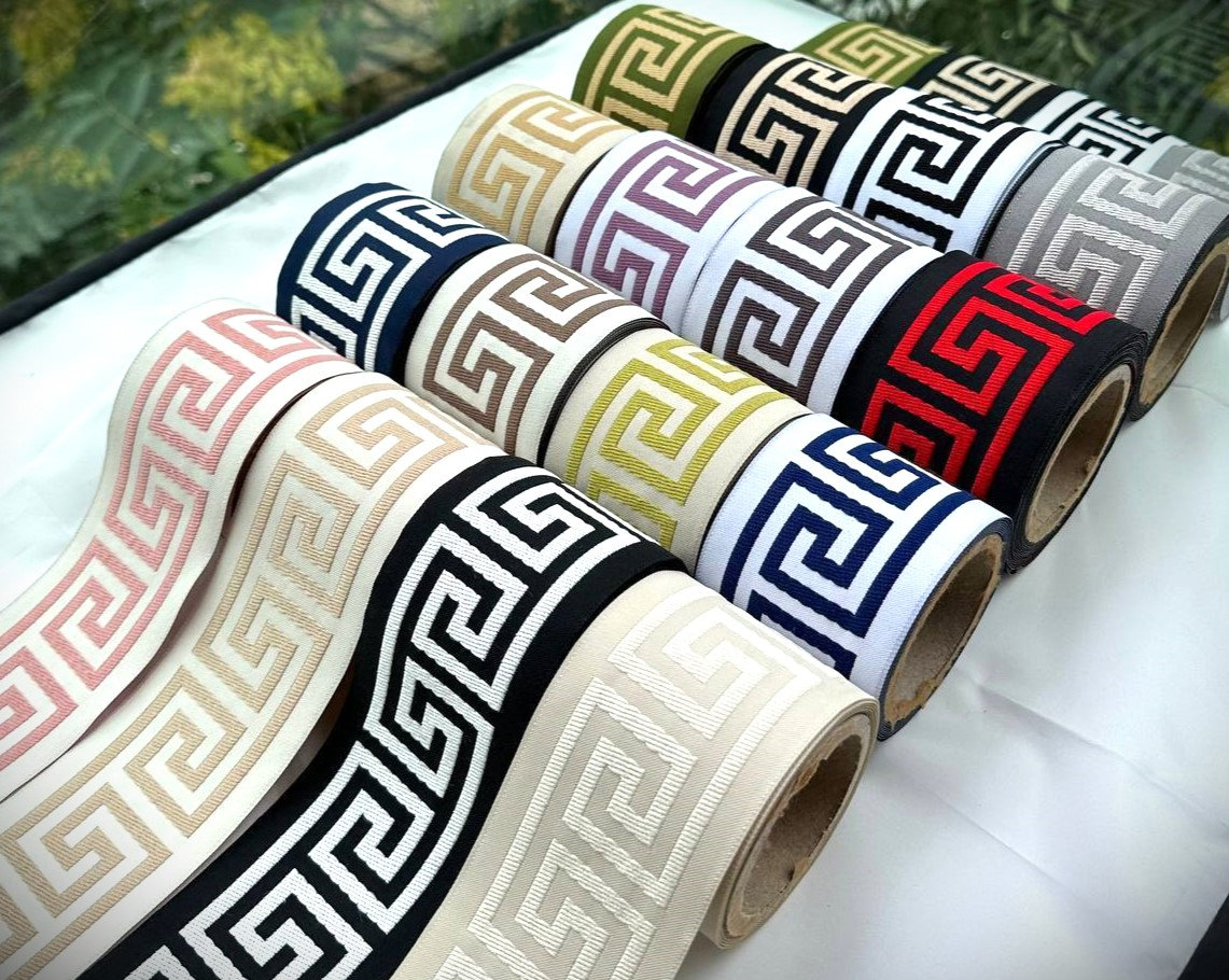 Black Curtains With Greek Key Ribbon Trim, Greek Key Curtains SALE - Etsy
