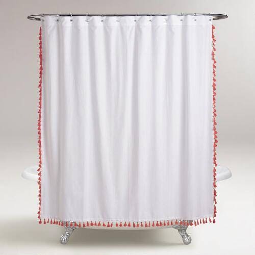 Extra Long Tassel Shower Curtain Color, White Shower Curtain With Tassels