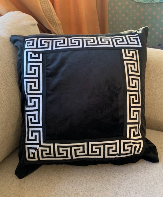 Black and white greek key cheap pillow