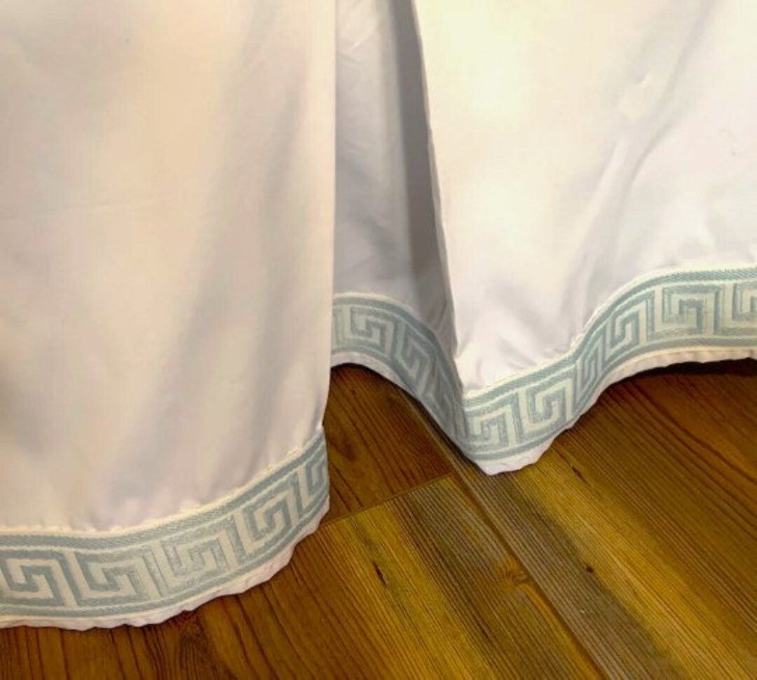 Greek Key Trimmed Bed Skirt, Greek Key Bed Skirt Etsy