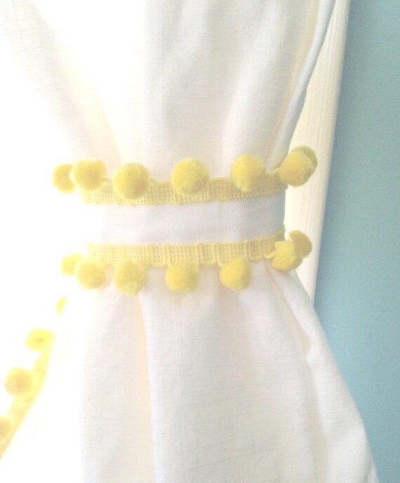 White Cotton Pom Pom Curtain Etsy