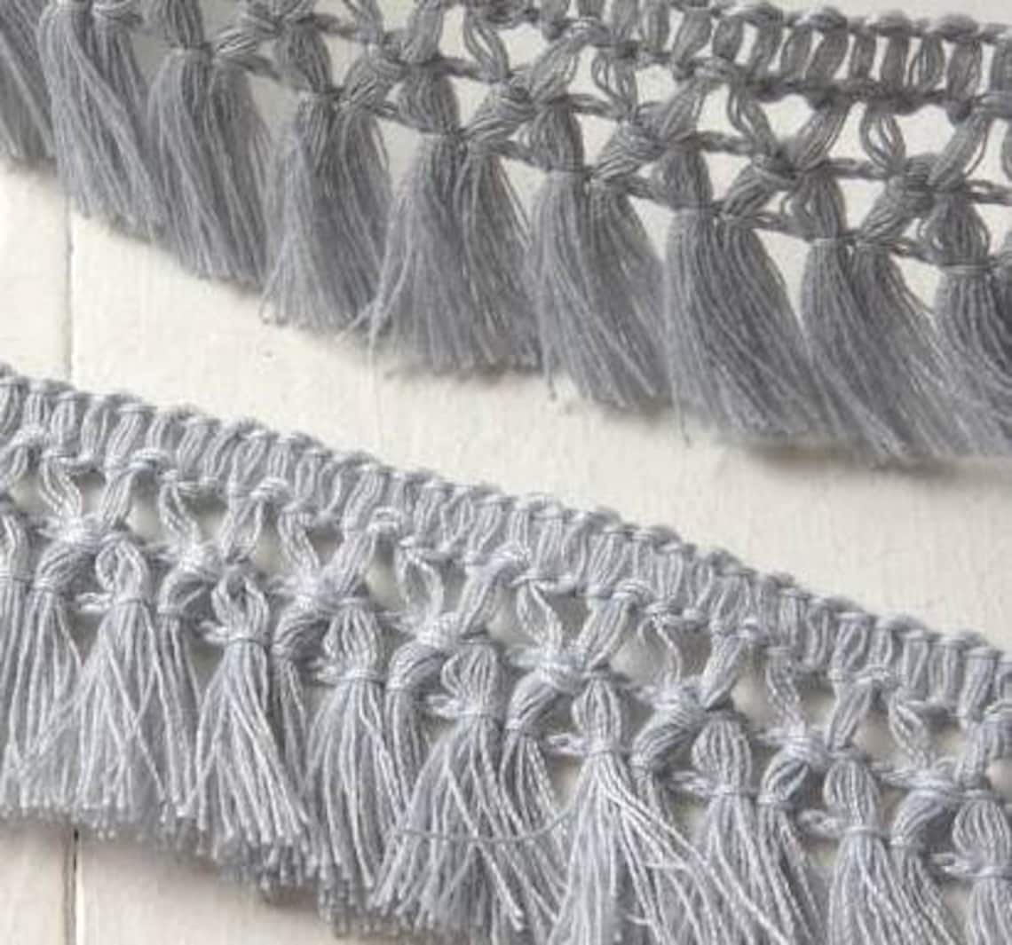 White Flat Style Bed Skirt with Macrame Fringe Tassel Trim Etsy