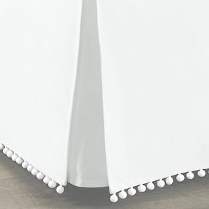 White Flat Style Bed Skirt  Pom Pom or Tassel colors SALE