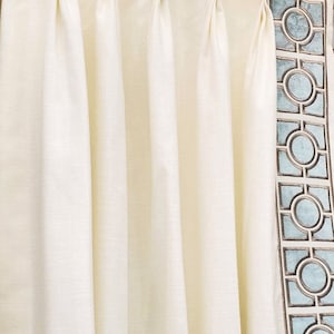 Trellis Geometric Fretwork Ribbon trimmed curtains, Circle Ribbon Embroidered Curtains, Trellis Blackout Curtains, Pleated Trellis Curtains