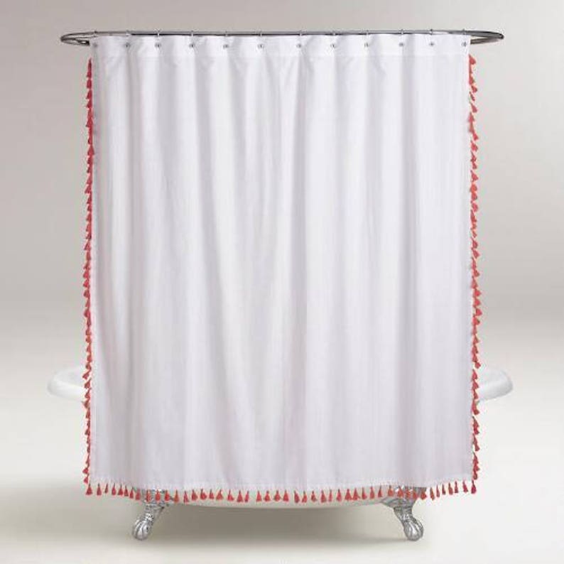 Extra Wide Tassel Fringe Trim Shower Curtain 108 Image 0