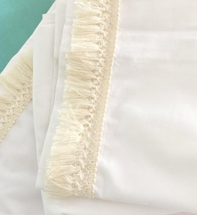 White Cotton Pillow Case with Fringed Tassel trim Etsy