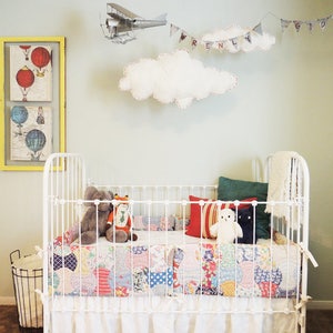 Classic White Ruffle Crib Skirt with Pom Pom Trim. Pom Pom Crib Skirt, Ruffled Farmhouse Crib Skirt