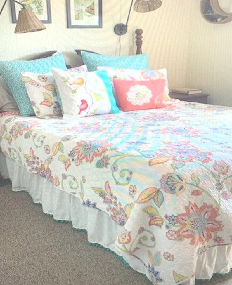 Pom Pom or Tassel Bed Skirt With Split Corners Etsy