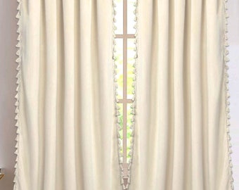 Velvet Tassel Curtains, Velvet Blackout Tassel curtains, Pleated Velvet Tassel Curtains
