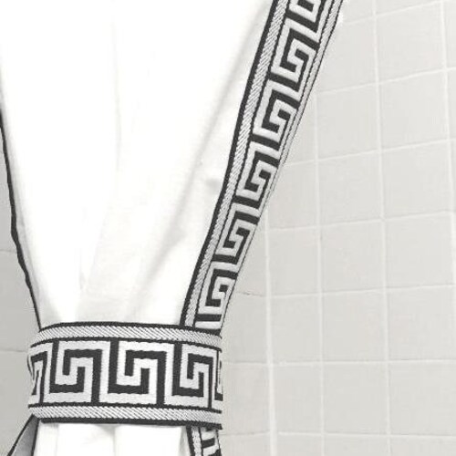 Greek Key Trimmed Shower Curtain Color Options Etsy