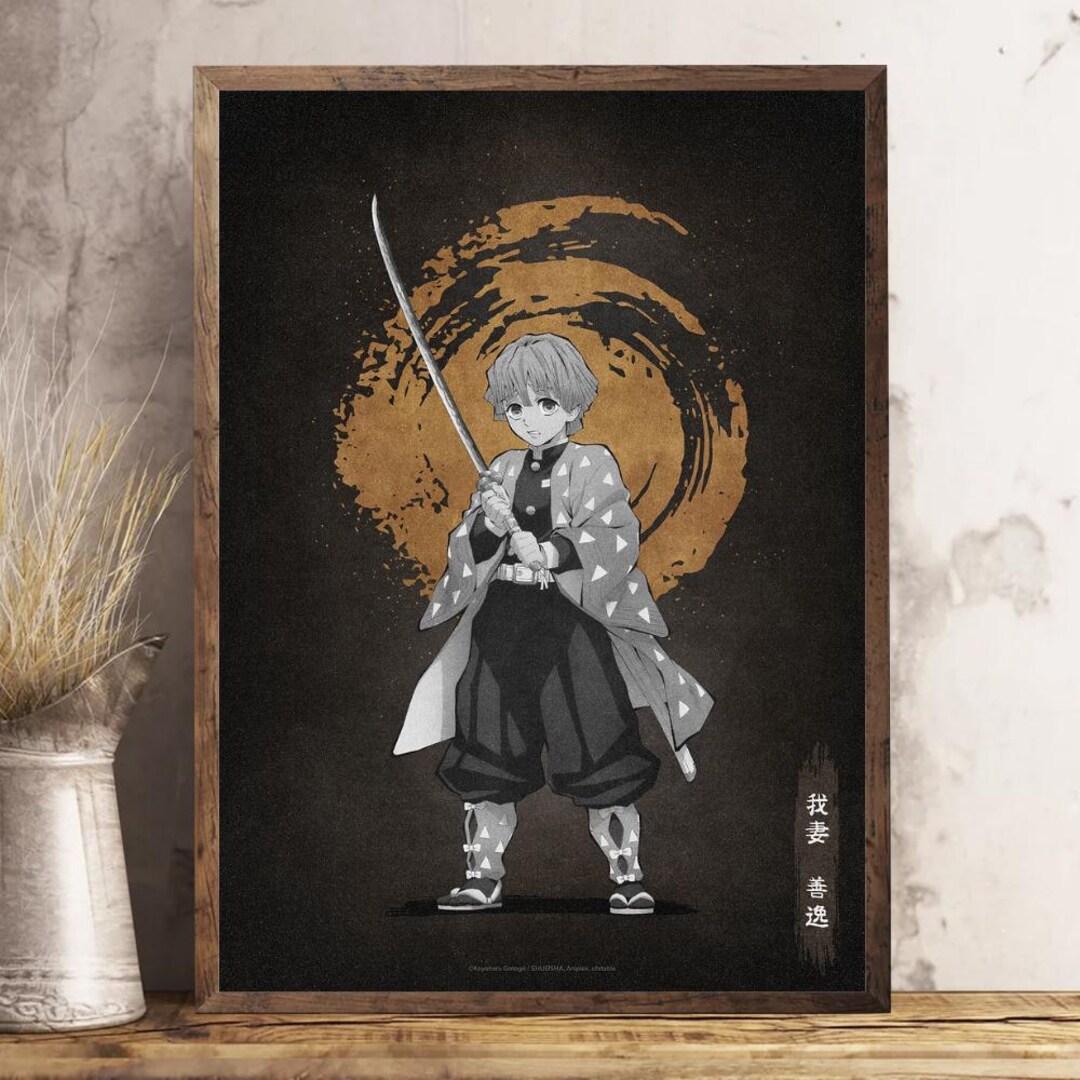 Zenitsu Agatsuma Poster Unframed, Thunder Breathing Anime Wall Art ...