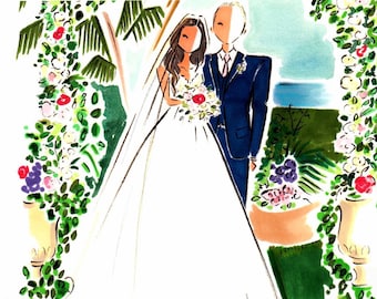 Custom Watercolor Wedding Portrait / Paper Anniversary / Custom Wedding Portrait / Custom Watercolor Portrait / Watercolor Portrait